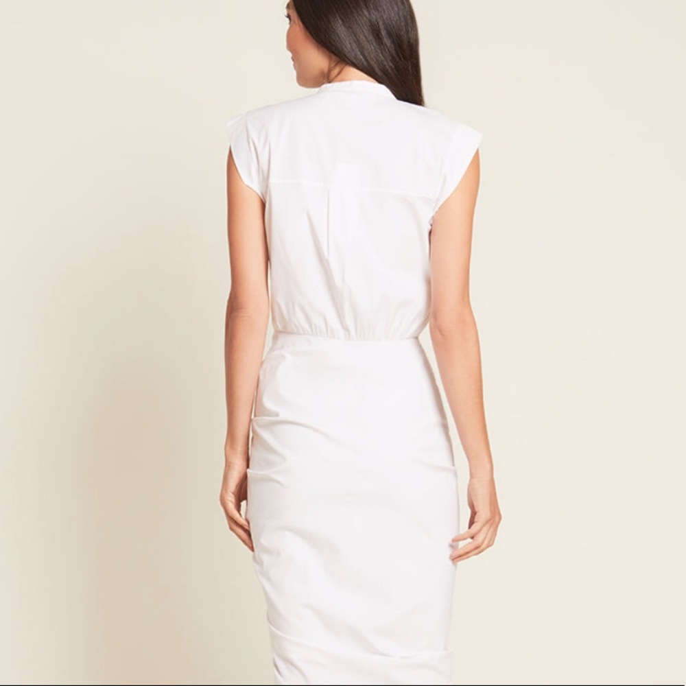 Veronica beard ruched shirt dress white dress - Picture 2 of 7